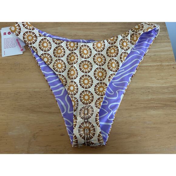 Roxy Sunshine State of Mind Scoop Cheeky Bikini Bottoms NWT Small REVERSIBLE - Picture 5 of 8
